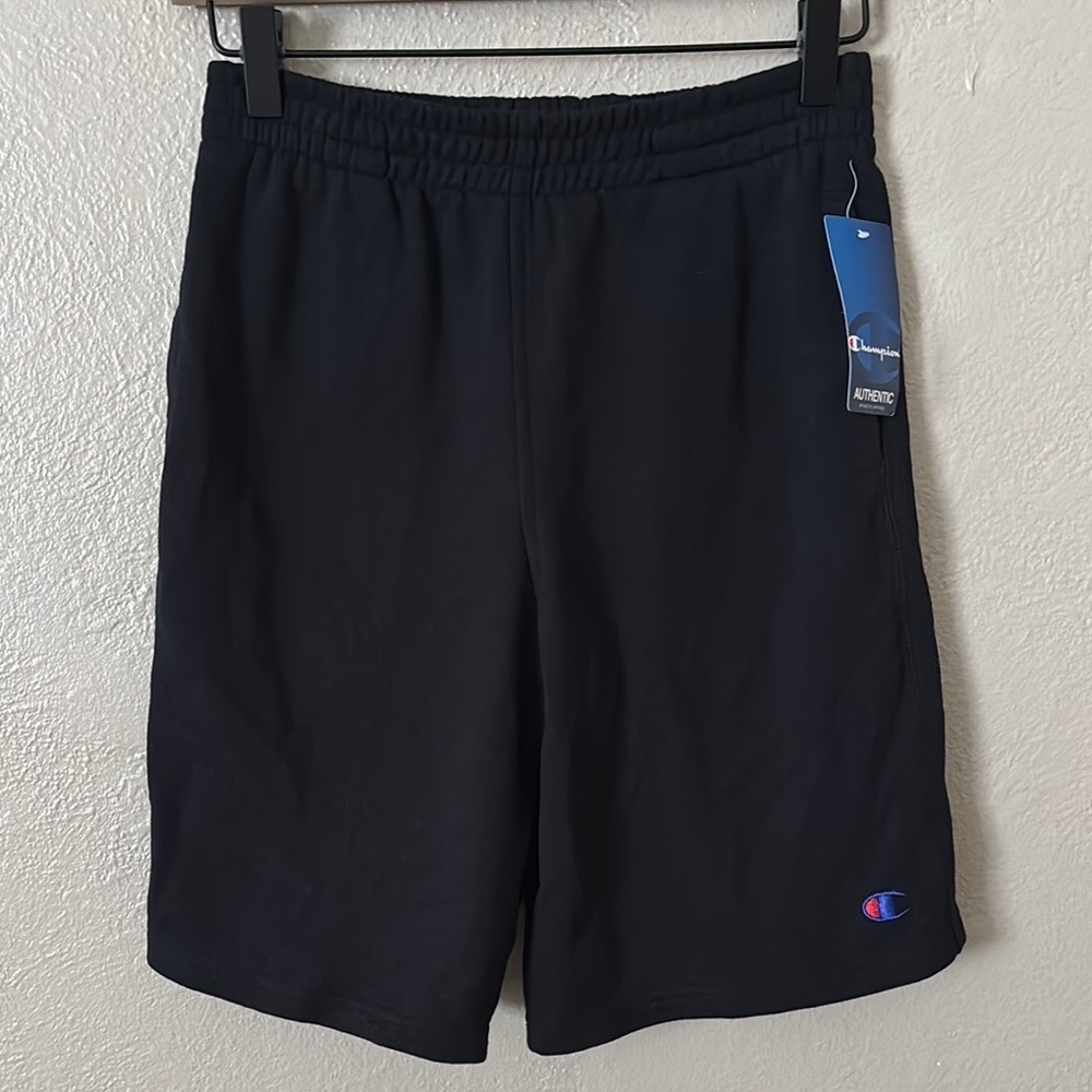 Mens Basic Pull On Elastic Waist Champion Shorts Blue Medium
